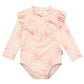 Gerber Girls' Toddler Long Sleeve One Piece Rashguard Swimsuit, Pink Starfish