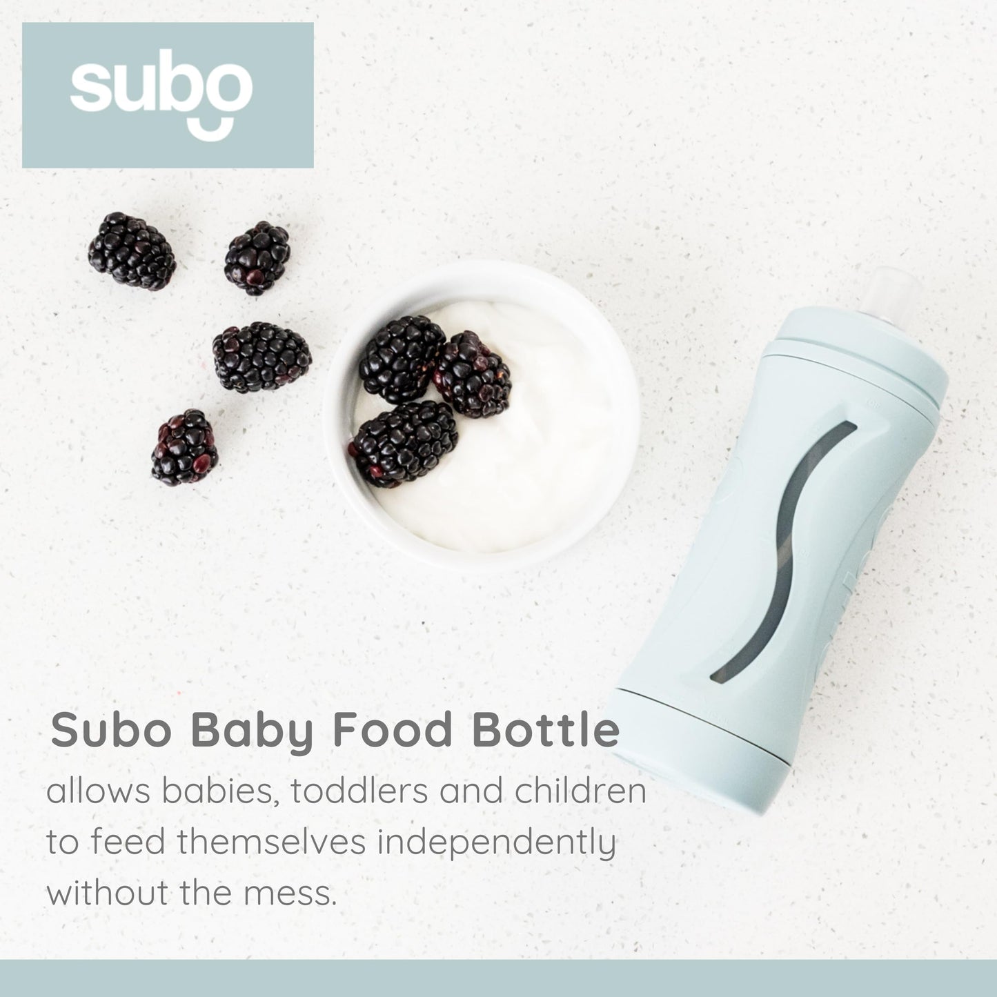 Subo Baby Food Bottle | No Mess Squeeze-Free Toddler Self Feeder | Feeding Bottle To Replace Resuable Pouches | (Duck Egg Blue)