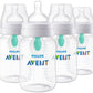 Philips Avent Anti-Colic Baby Bottle With Airfree Vent, 9Oz, With Flow 2 Nipples, 1M+, 4Pk, Clear, Scy703/04