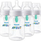 Philips Avent Anti-Colic Baby Bottle with AirFree Vent, 9oz, with Flow 2 Nipples, 1m+, 4pk, Clear, SCY703/04 (Pack of 6)