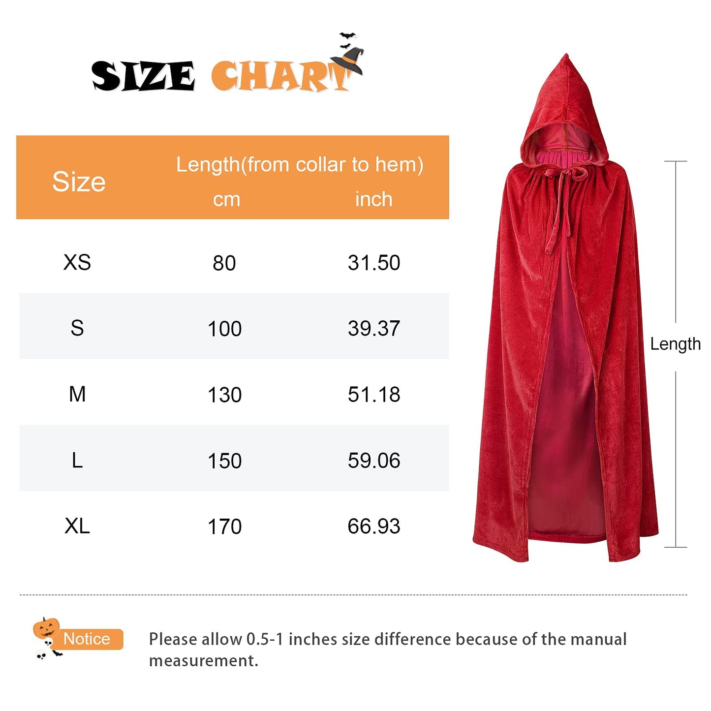 Durio Hooded Cloak Kids Hooded Cape Sarah Sanderson Kids For Halloween D Green X-Small