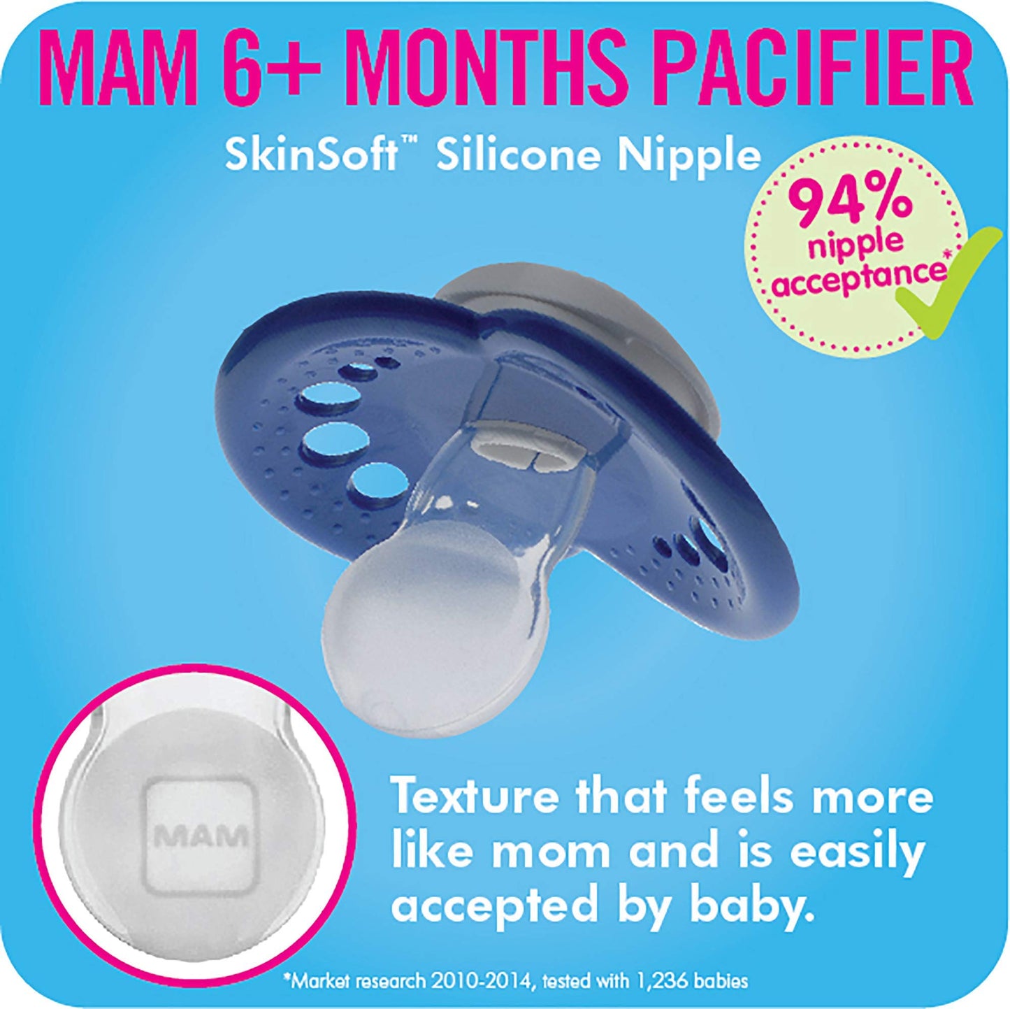 Mam Original Day & Night Baby Pacifier, Nipple Shape Helps Promote Healthy Oral Development, Glows In The Dark, 6-16 Months, Uni