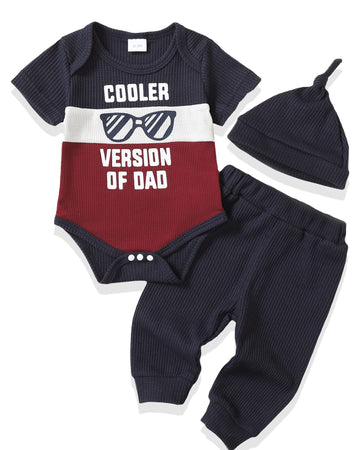 Nzrvaws Infant Baby Boy Clothes Baby Boy Outfits 12-18 Months Short Sleeve Romper Black Pants Set Black Cute 3Pc For Baby Boys'