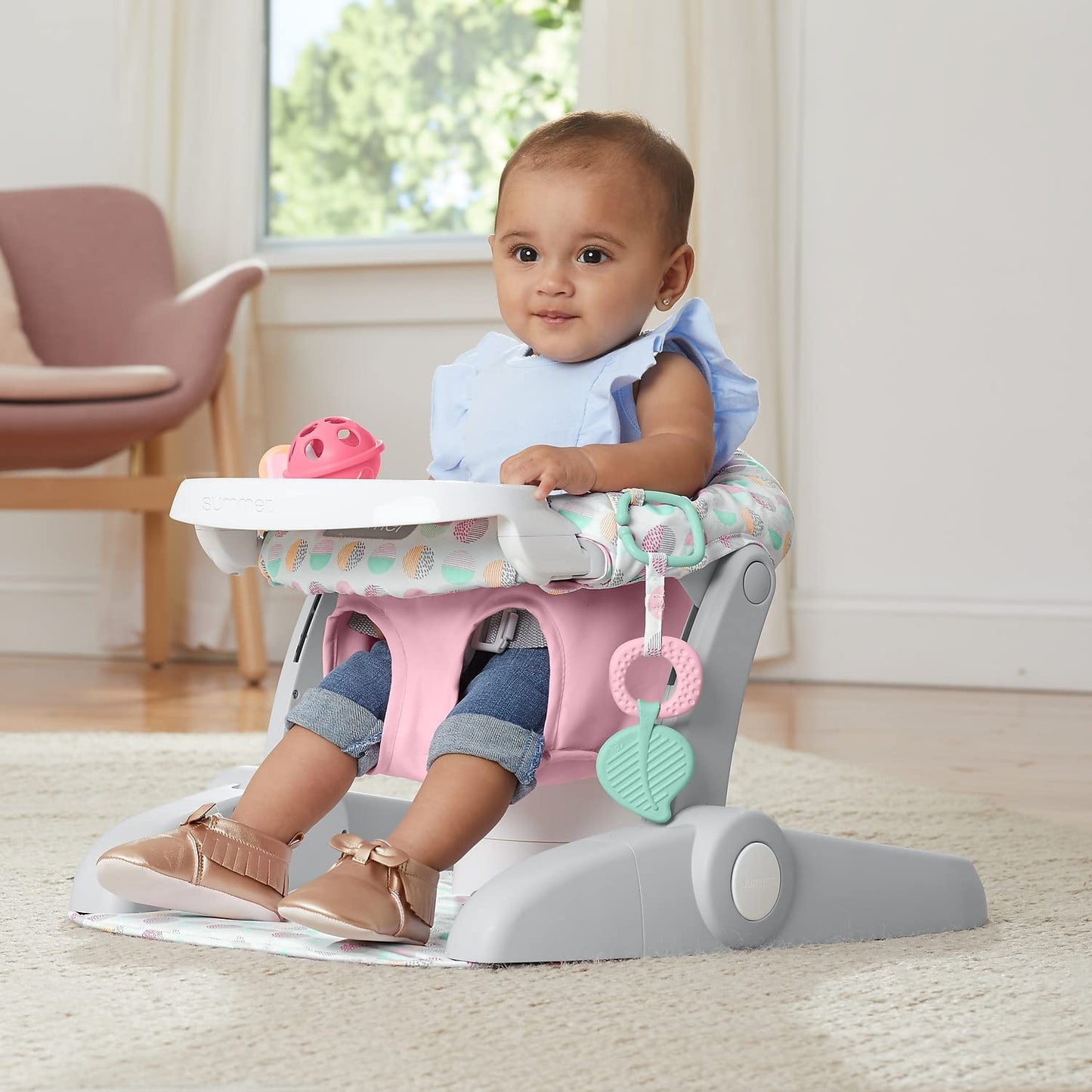 Summer Infant Learn-To-Sit Stages 3-Position Floor Seat, Sweet-And-Sour Pink - Sit Baby Up To See The World - Activity Seat Is A