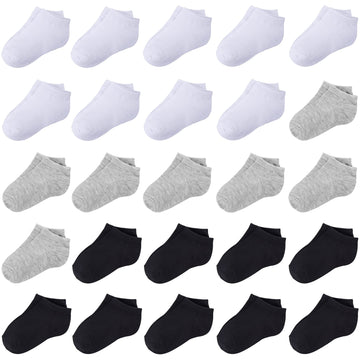 Duufin 25 Pairs Toddler Ankle Socks Low Cut Kids Half Cushion Socks Low Rise Ankle Socks For Boys And Girls, 4-6X