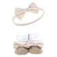 Hudson Baby Infant Girl Headband And Socks Giftset, Classic Neutrals, One Size