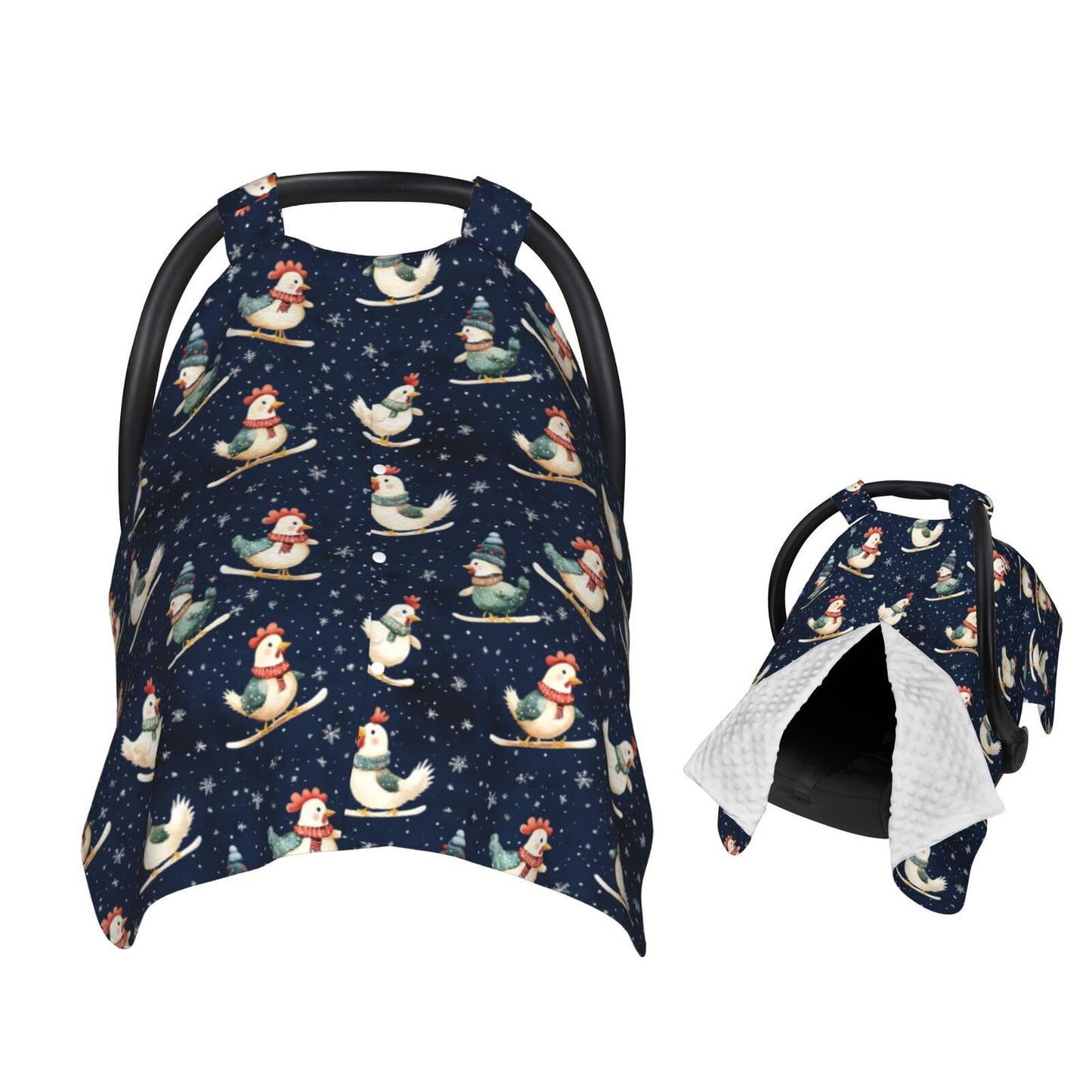 Muishi Chickens Ice Skating Baby Car Seat Canopy Nursing Cover for Newborn Car Seat Breastfeeding Covers Blanket Newborn Shower 