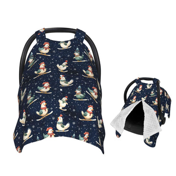 Muishi Chickens Ice Skating Baby Car Seat Canopy Nursing Cover for Newborn Car Seat Breastfeeding Covers Blanket Newborn Shower 