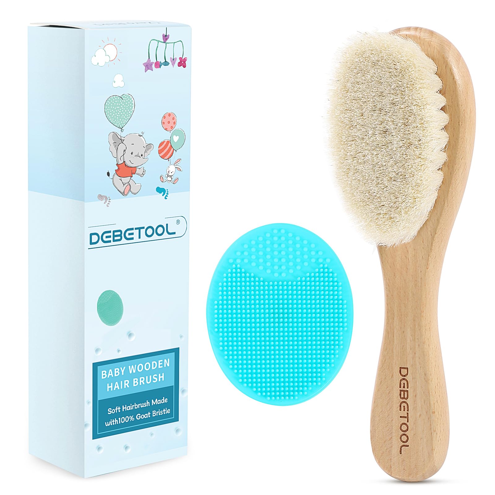 DEBETOOL Baby Hair Brush & Cradle Cap Brush Set for Newborns - Gentle Infant Baby brush with Soft Bristles, Newborn Gift Essenti