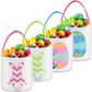 4 Pcs Easter Bunny Basket For Kids Easter Basket Bags Fluffy Tails Printed Rabbit Canvas Toys Bucket Tote Easter Tote Bag With H