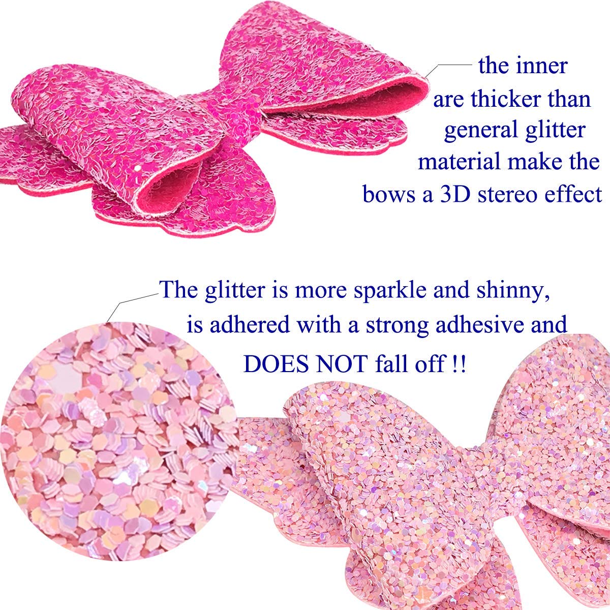 Yazon Baby Girls Glitter Bows Clips Sparkly Butterfly Bows Hair Clips For Toddler Kids Teens 8Pcs