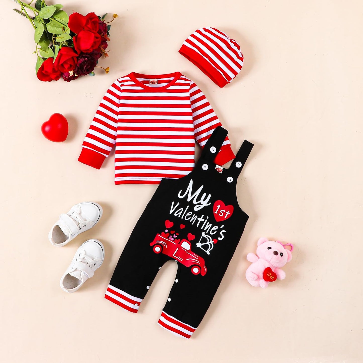 Vinuoker Baby Boy My First Valentine'S Day Outfit 3Pcs Infant Boy Valentine'S Day Clothes Sets Mama'S Boy Outfits