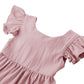 Dutebare Toddler Girls Dress Cotton Linen Ruffle Halter Sleeveless Kids Casual Summer Beach Party Dresses Pink 120