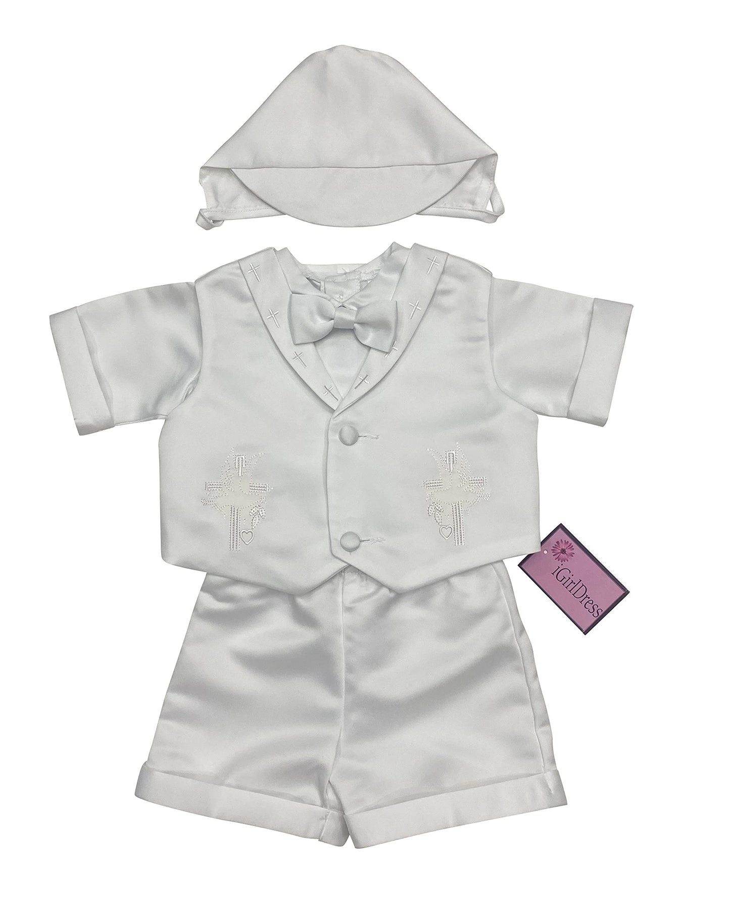 Igirldress Baby Toddler Boys Christening Short Sleeve Set 3-6Mos