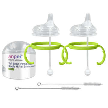 Anpei Sippy Cup Soft Spout Transitional Nipple Kit Bundle Compatible With Comotomo Baby Bottles, 5 Oz And 8 Oz | Value Bundle 2