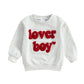 Ktwharnu Infant Toddler Baby Boy Valentines Day Outfit Heart Embroidery Sweatshirt Crewneck Long Sleeve Shirts Top Pullovers (B-