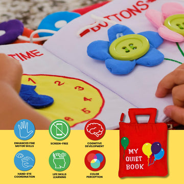 My Quiet Book by Pockets of Learning Montessori Basic Life Skills Activity Toy | Interactive Early Education Preschool Activity