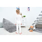 Kisbini Toddler Girls Boys Pajamas Basic Solid Color Cotton Sleepwear Soft Long Sleeve Pjs 2Pcs Set White