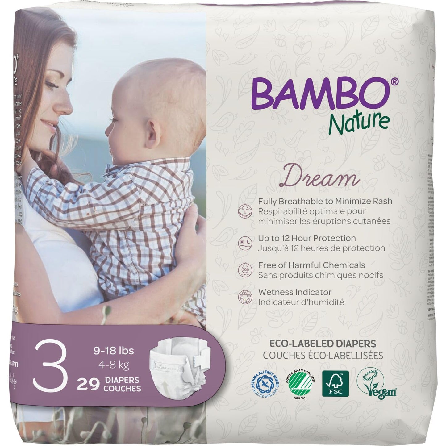 Bambo Nature Hypoallergenic Baby Diapers, Eco-Labelled Sustainable Diapers, Enhanced Leakage Protection, Totally Chlorine-Free,