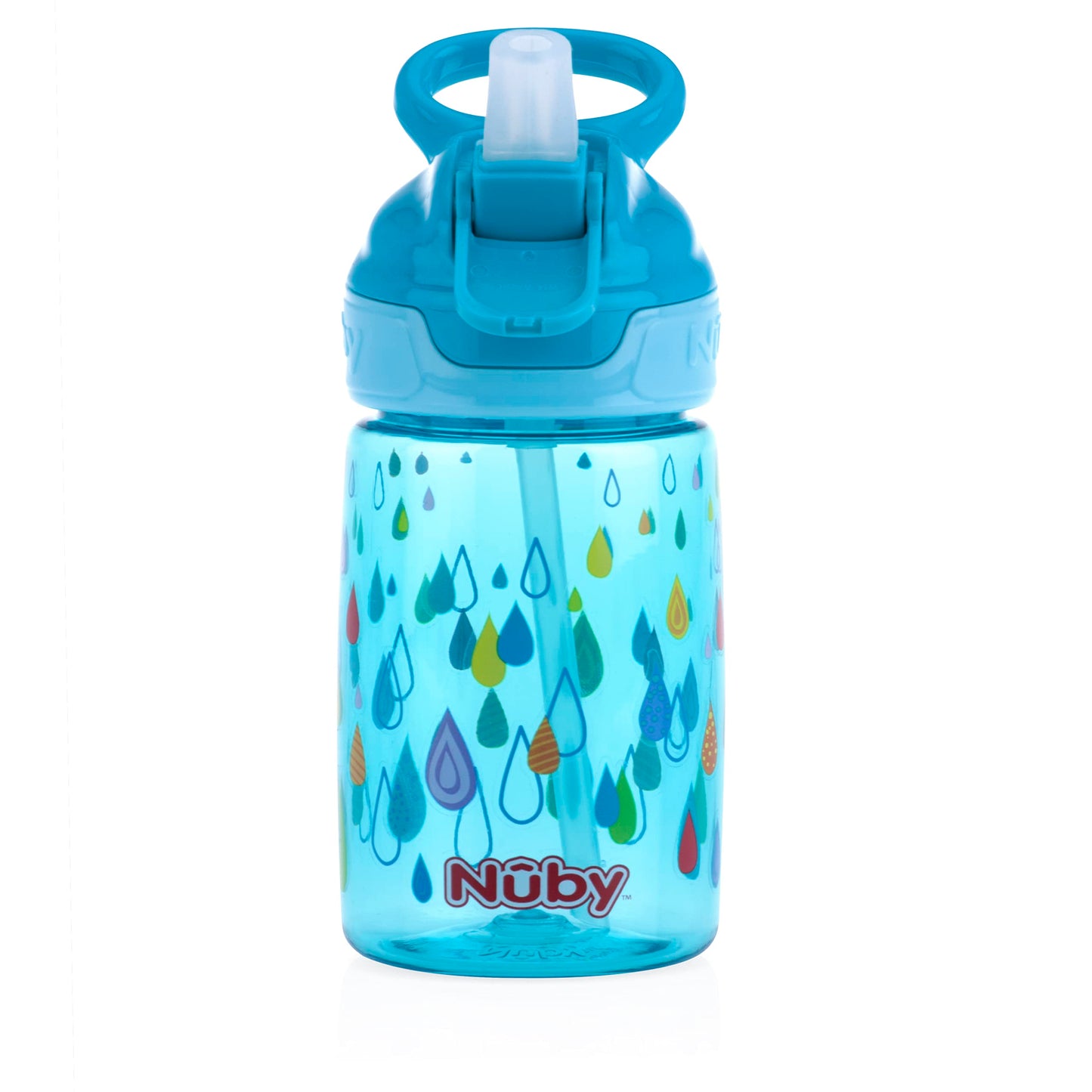 Nuby Kids Flip-It Reflex Push Button On-The-Go Printed Water Bottle With Soft Spout - 12Oz / 360Ml, 18+ Months, 1Pk Print May Va