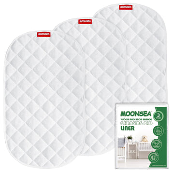 Changing Pad Liner Bassinet Liner Waterproof, Warm On Baby'S Back Terry Thick Cushion 3 Count (13'X26', White), Washable And R
