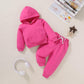 Happy Town Toddler Fall Outfits For Girl Boy Long Sleeve Hoodie Top And Long Sweatpants Set Toddler Sweatsuit (Solid Color-Rose