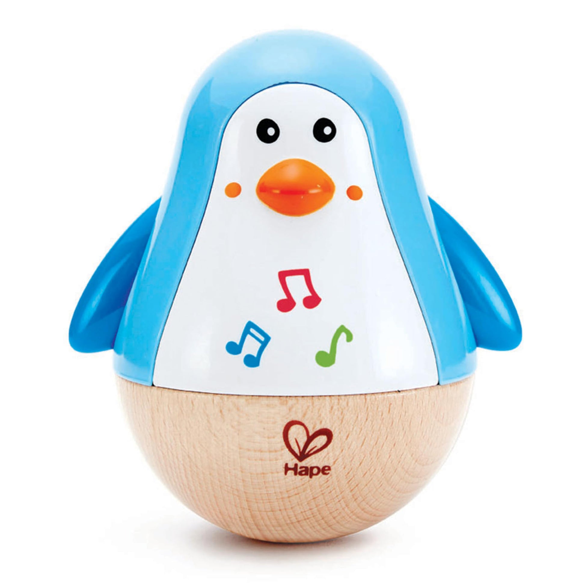Hape Penguin Musical Wobbler | Colorful Wobbling Melody Penguin, Roly Poly Toy for Kids 6 Months+, Multicolor, 5 x 2 (E0331)