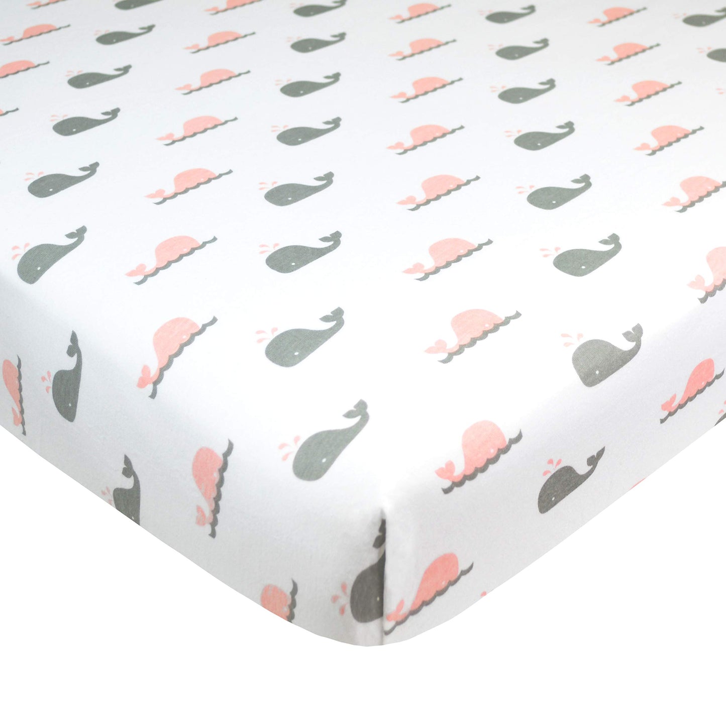 TL Care 2 Pack Printed 100% Natural Cotton Jersey Knit Fitted Pack N Play Playard Sheet, Pink Whale/Pink Zigzag, Soft Breathable