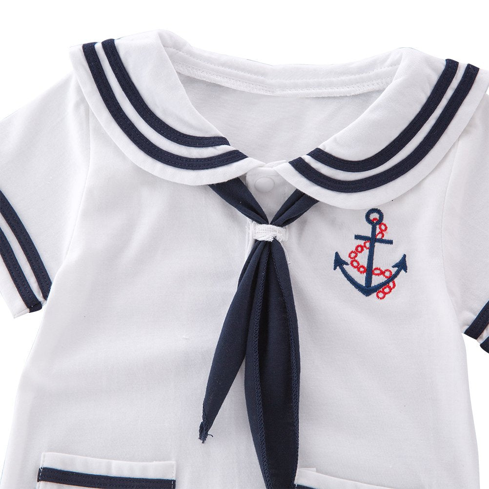 Xm Nyan May'S Baby Toddler Boys Sailor Stripe Romper Marine Navy Romper Outfit White 18-24 Months