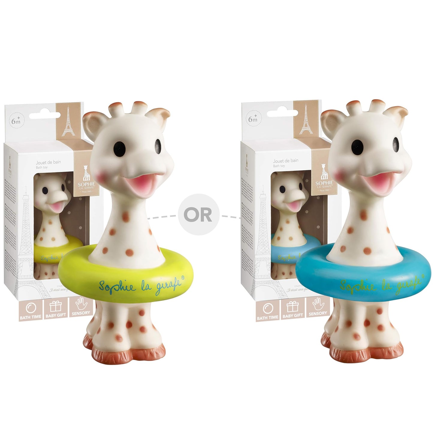 Sophie la girafe | Bath Toy | Colors May Vary (Blue or Yellow) | Fun Toy That Floats & Sprays Water When Pressed