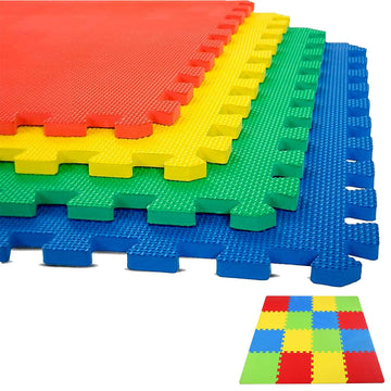 Babypro Multicolour KidS Play Mat For Floor Cushioning (Set Of 16, 12Mm) Interlocking Tiles, Soft, Durable, EcoFriendly, Anti