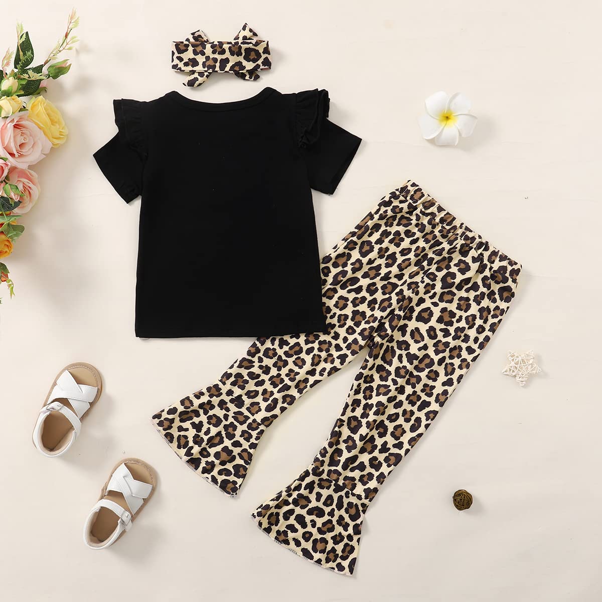 Baby Girl 2Nd Birthday Outfit Girl 2 Year Old Birthday Outfit Toddler Leopard Clothes (Leopard,2T)