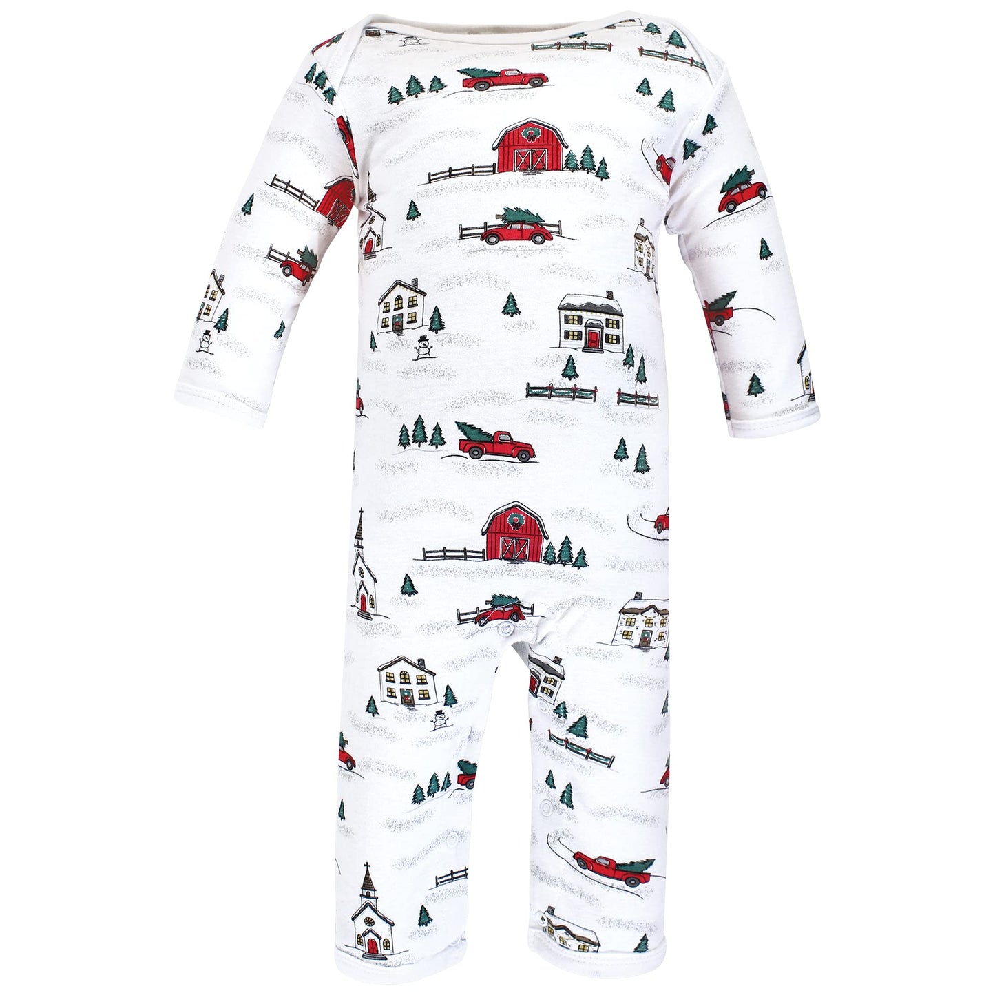 Hudson Baby Unisex Baby Cotton Coveralls, Christmas Scene, 9-12 Months