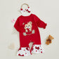 Fiomva Newborn Baby Girl Valentines Day Outfits Spring Fall Romper Infant Jumpsuit Cute Valentine Heart Bear Clothes (C Heart Be