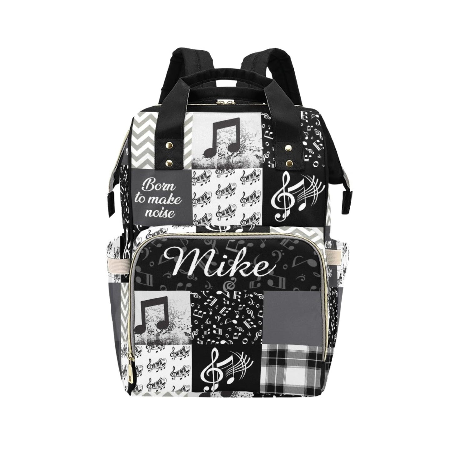 Noverbibi Personalized Name Diaper Bags for Women, Customized Music Diaper backpack for Boys, Custom Mommy Nursing Daycare Bags,