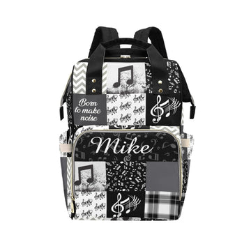Noverbibi Personalized Name Diaper Bags for Women, Customized Music Diaper backpack for Boys, Custom Mommy Nursing Daycare Bags,
