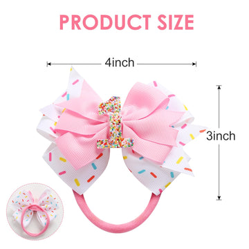 Birthday Hair Bow For Baby Girls 1 2 3 4 5 6 Years Sprinkle Decorations Confetti Ice Cream Party Pink Hair Accessories Headband
