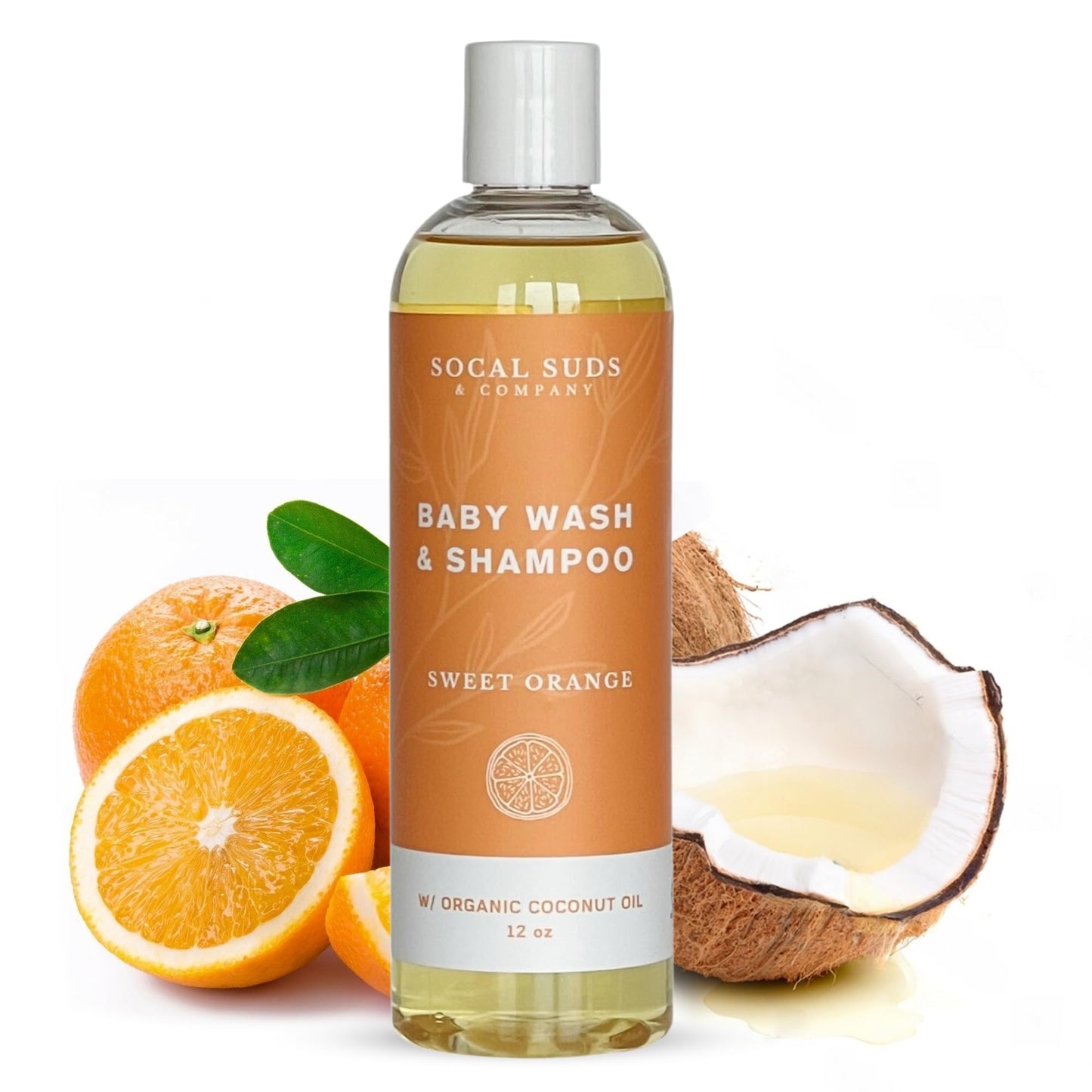 SoCal Suds & Company Baby Shampoo & Body Wash, 2-in-1 Organic Gel - Gentle Castile Soap with Vitamin-Infused Oils & Botanicals -