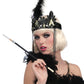 Rubies Women'S Forum Roaring 20'S Deluxe Sequin Flapper Headband With Feather, Black/Gold, One Size