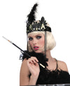Rubies Women'S Forum Roaring 20'S Deluxe Sequin Flapper Headband With Feather, Black/Gold, One Size