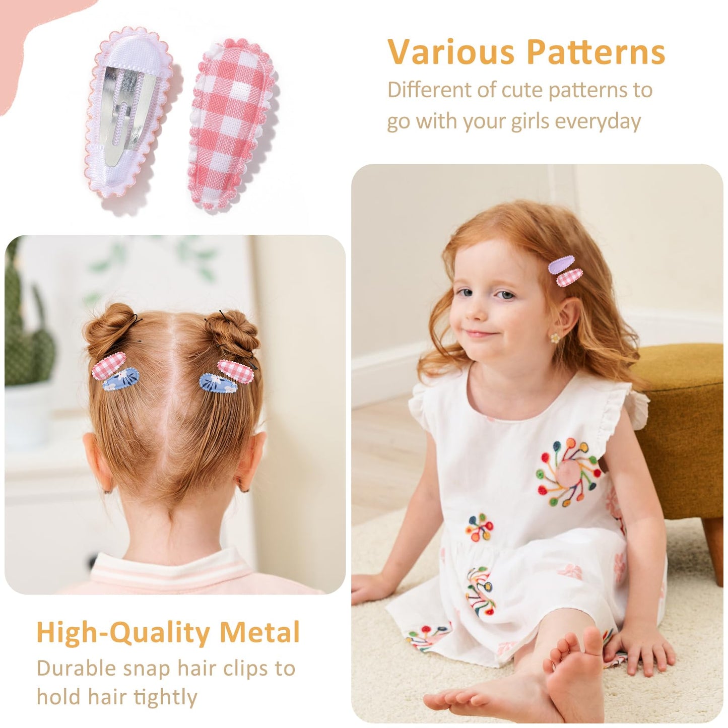 20 Pcs Snap Toddler Hair Clips - Flower Patterns, Wrapped Mini Barrettes, Cute Hair Accessories For Girls And Infants