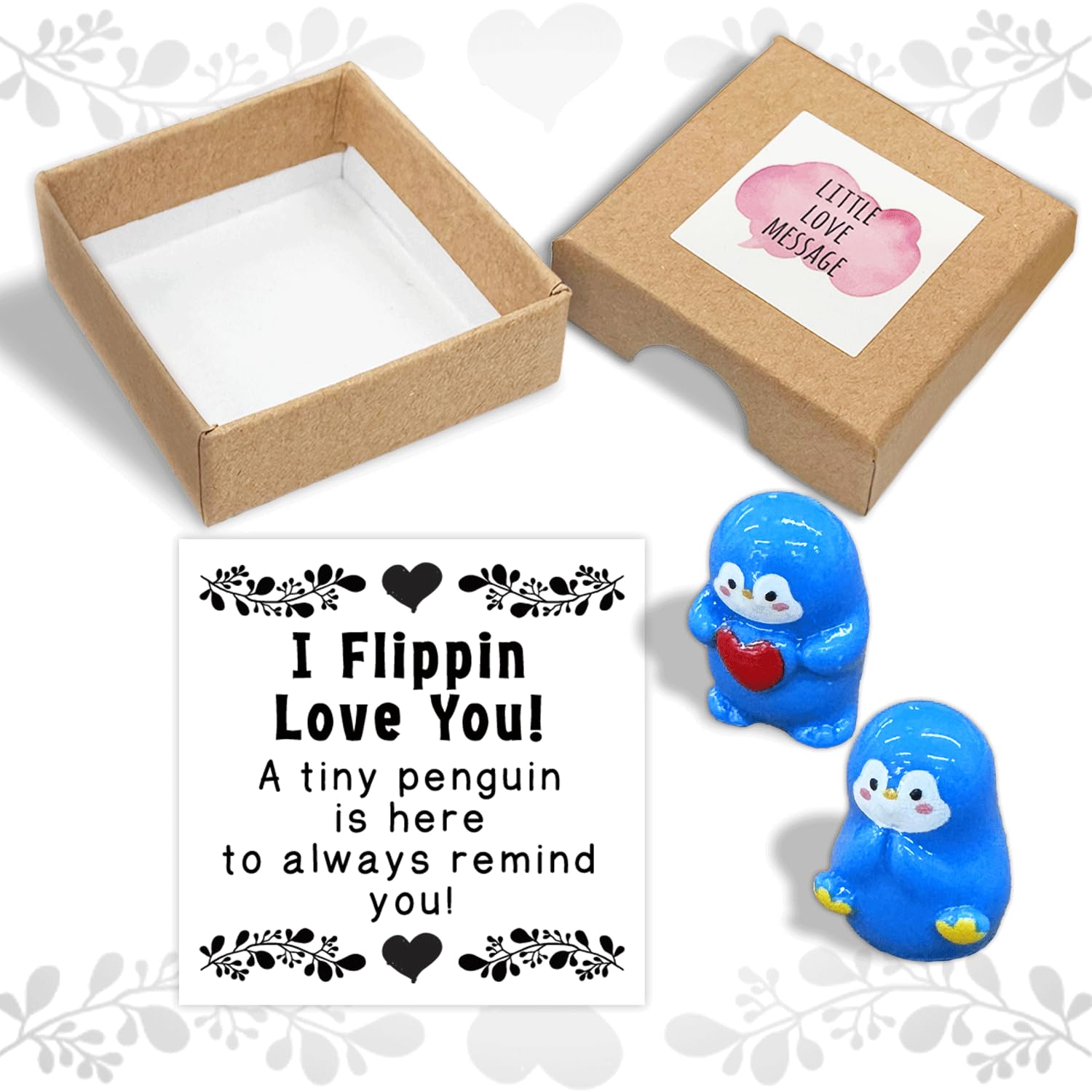 Romantic Valentines Day Gifts for Boyfriend Girlfriend, I Love You Box with Greeting Cards, Penguin Gifts Christmas Anniversary 