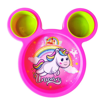 PAROWART Micky Plate Return Gift for Kids,Spoon & Fork,BPAFree Dining Set (Pack of 1 Multicolour)
