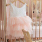 2Bunnies Girl Peony Lace Back A-Line Tiered Tutu Tulle Flower Girl Dress (No Applique Pink, 7-8Yrs)