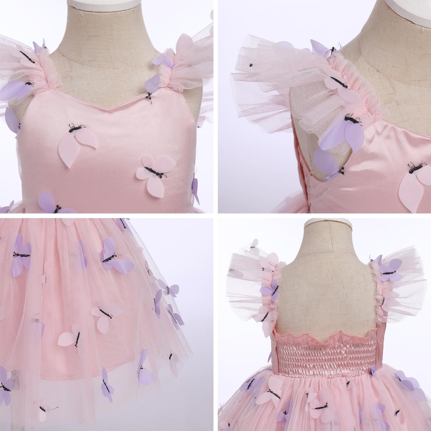 Idopip Baby Girls Butterfly Tutu Dress Summer Sleeveless Backless Princess Birthday Party Dresses Toddler Girl First Communion P