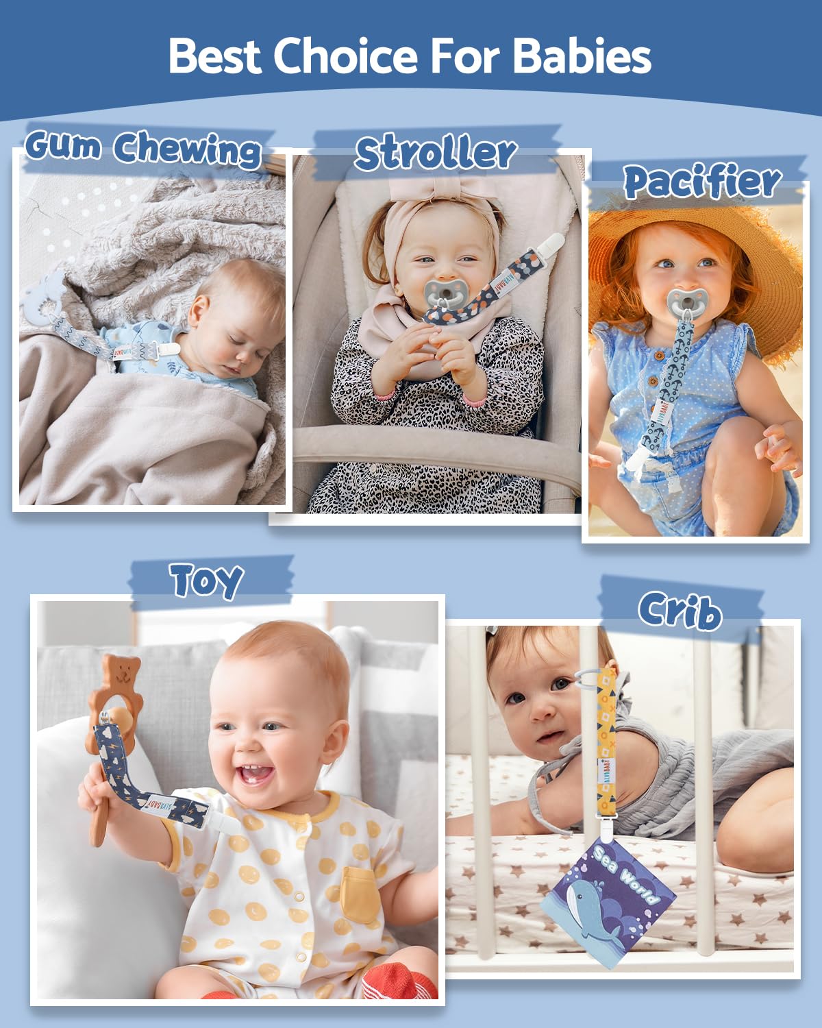 Alvababy Baby Pacifier Clips For Girls Pacifier Universal Holder Leash Pacifier Clip Binky Holder 8 Pack 8Dp12