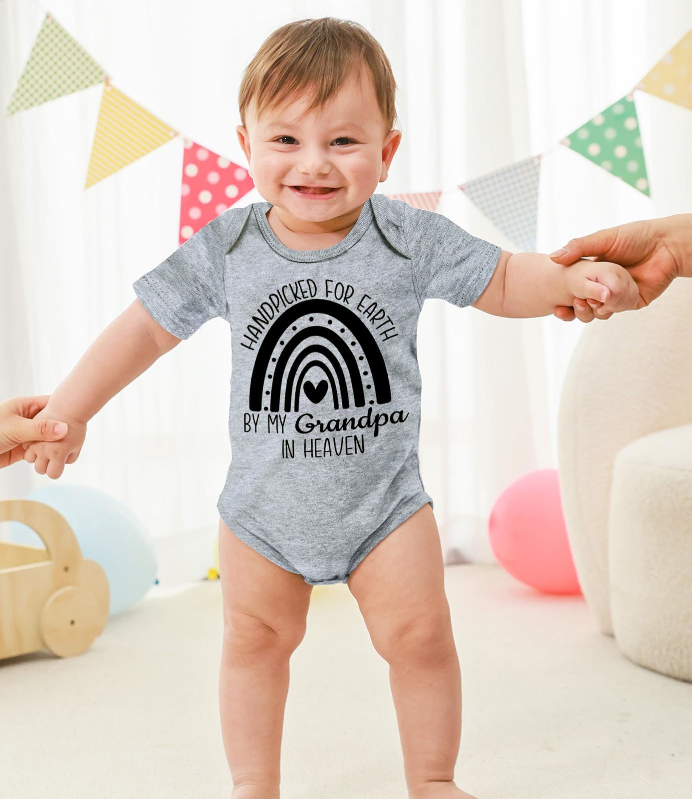 Unicomidea Grandpa In Heaven Bodysuit Gender Neutral Clothing 6-9 Months Funny Infant Girls Romper Hand Picked For Earth Outfits