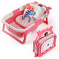 Baby Bathtub,Collapsible Baby Bath Tub With Thermometer & Soft Floating Cushion,Portable Travel Baby Bathtubs For Newborns To To