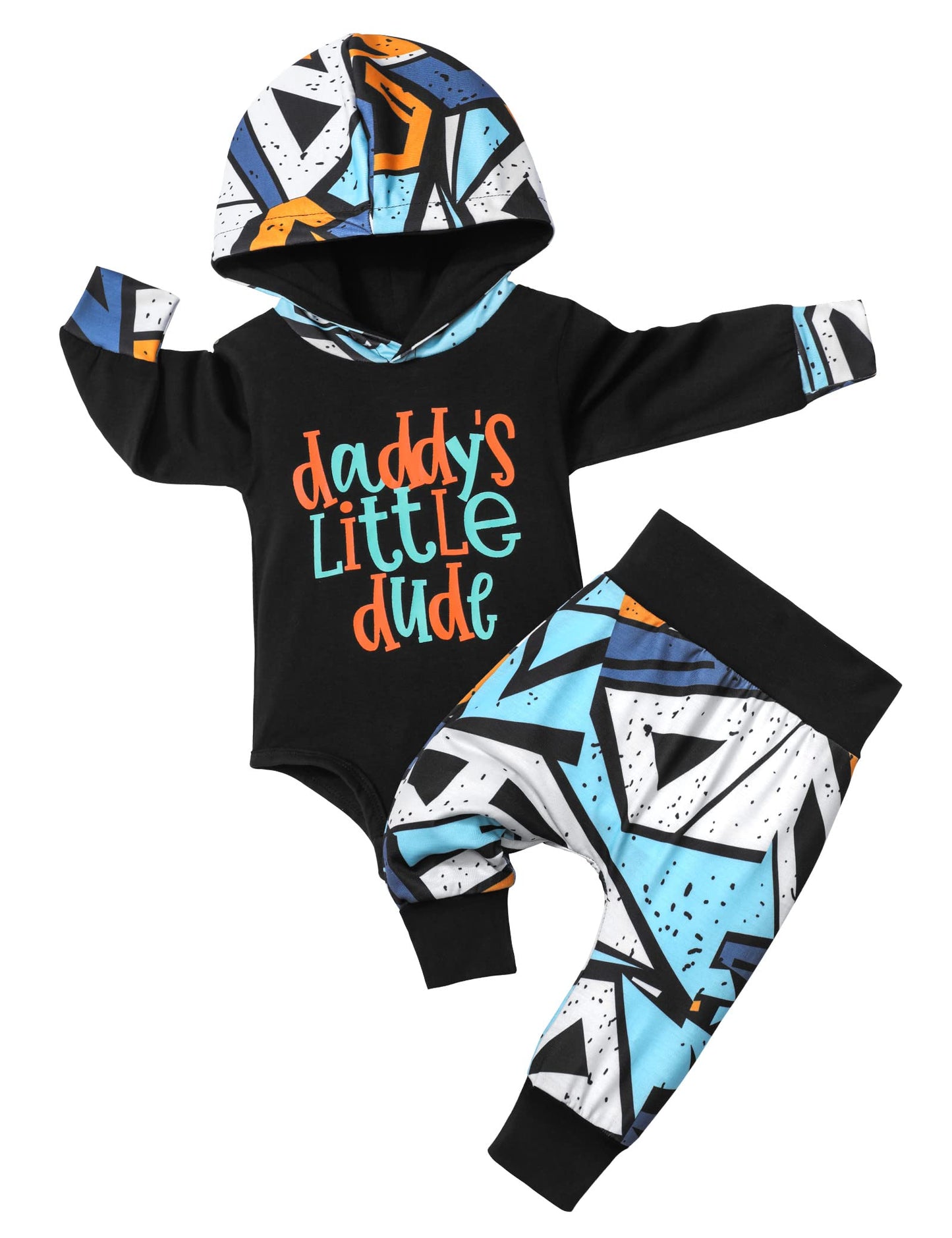Baby Boy Clothes 6-9 Months Baby Clothing Boy Hoodies Romper Baby Boy Daddys Little Dude Outfit 2Pcs Set Baby Boy Stuff Gifts
