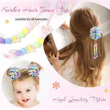 Cn 4Pcs Hair Bows For Girls, Flower Hair Rainbow Accessories For Girls Rainbow Toddler Bows With Alligator Clips Girl Hair Acces